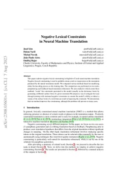Negative Lexical Constraints in Neural Machine Translation