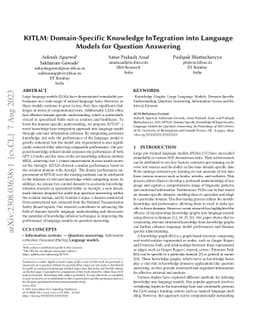 KITLM: Domain-Specific Knowledge InTegration into Language Models for
  Question Answering