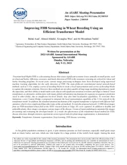 Improving FHB Screening in Wheat Breeding Using an Efficient Transformer
  Model