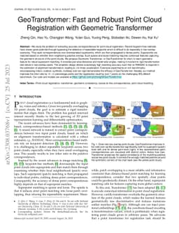 GeoTransformer: Fast and Robust Point Cloud Registration with Geometric
  Transformer