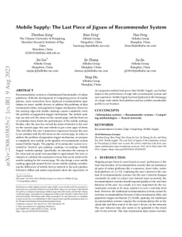 Mobile Supply: The Last Piece of Jigsaw of Recommender System