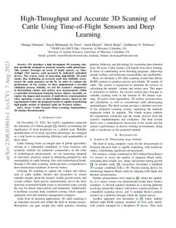 High-Throughput and Accurate 3D Scanning of Cattle Using Time-of-Flight
  Sensors and Deep Learning