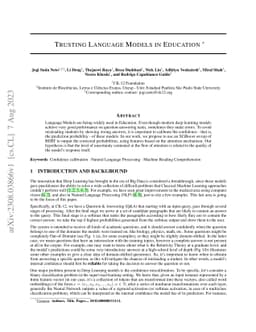 Trusting Language Models in Education
