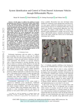 System Identification and Control of Front-Steered Ackermann Vehicles
  through Differentiable Physics