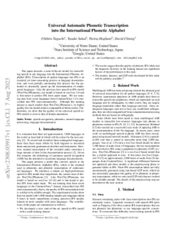 Universal Automatic Phonetic Transcription into the International
  Phonetic Alphabet