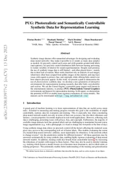 PUG: Photorealistic and Semantically Controllable Synthetic Data for
  Representation Learning