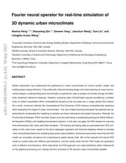 Fourier neural operator for real-time simulation of 3D dynamic urban
  microclimate