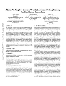 ALens: An Adaptive Domain-Oriented Abstract Writing Training Tool for
  Novice Researchers
