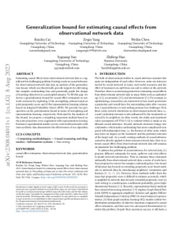 Generalization bound for estimating causal effects from observational
  network data