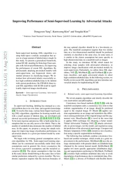 Improving Performance of Semi-Supervised Learning by Adversarial Attacks