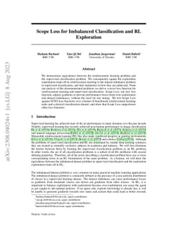 Scope Loss for Imbalanced Classification and RL Exploration