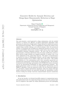 Generative Models for Anomaly Detection and Design-Space Dimensionality
  Reduction in Shape Optimization