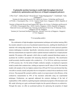 Explainable machine learning to enable high-throughput electrical
  conductivity optimization and discovery of doped conjugated polymers