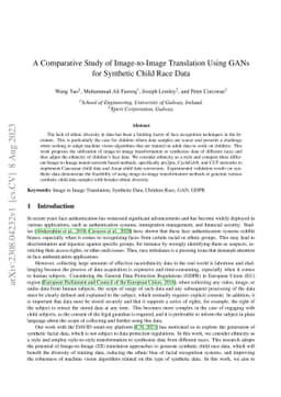 A Comparative Study of Image-to-Image Translation Using GANs for
  Synthetic Child Race Data