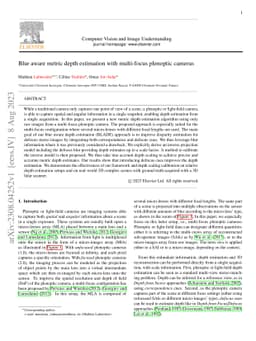 Blur aware metric depth estimation with multi-focus plenoptic cameras