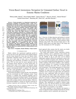 Vision-Based Autonomous Navigation for Unmanned Surface Vessel in
  Extreme Marine Conditions