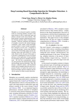 Deep Learning-Based Knowledge Injection for Metaphor Detection: A
  Comprehensive Review