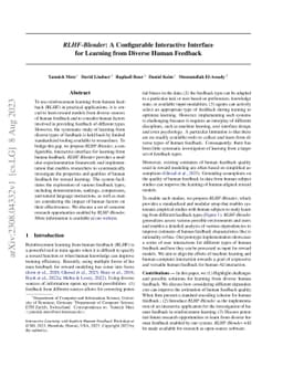 RLHF-Blender: A Configurable Interactive Interface for Learning from
  Diverse Human Feedback