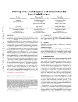 Unifying Two-Stream Encoders with Transformers for Cross-Modal Retrieval
