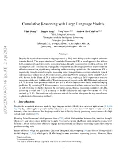 Cumulative Reasoning with Large Language Models