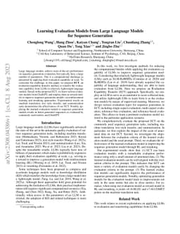 Learning Evaluation Models from Large Language Models for Sequence Generation