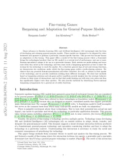 Fine-Tuning Games: Bargaining and Adaptation for General-Purpose Models
