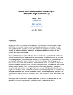 Getting from Generative AI to Trustworthy AI: What LLMs might learn from
  Cyc