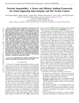Towards Immutability: A Secure and Efficient Auditing Framework for
  Cloud Supporting Data Integrity and File Version Control