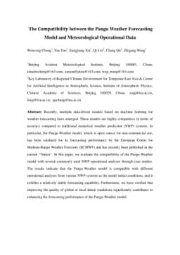 The Compatibility between the Pangu Weather Forecasting Model and
  Meteorological Operational Data