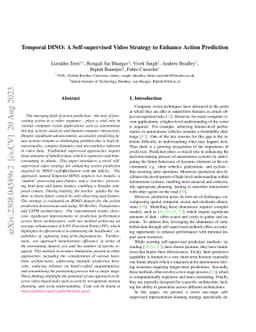 Temporal DINO: A Self-supervised Video Strategy to Enhance Action
  Prediction