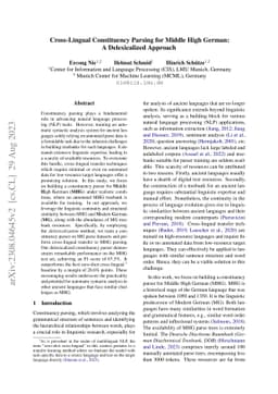 Cross-Lingual Constituency Parsing for Middle High German: A
  Delexicalized Approach