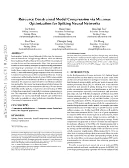 Resource Constrained Model Compression via Minimax Optimization for
  Spiking Neural Networks