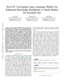 Sci-CoT: Leveraging Large Language Models for Enhanced Knowledge
  Distillation in Small Models for Scientific QA