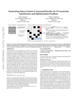 Generating News-Centric Crossword Puzzles As A Constraint Satisfaction
  and Optimization Problem