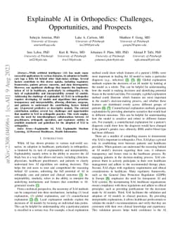 Explainable AI in Orthopedics: Challenges, Opportunities, and Prospects