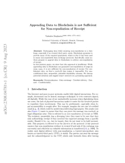 Appending Data to Blockchain is not Sufficient for Non-repudiation of
  Receipt