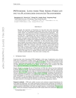 PETformer: Long-term Time Series Forecasting via Placeholder-enhanced
  Transformer