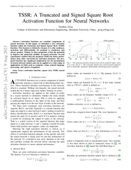 TSSR: A Truncated and Signed Square Root Activation Function for Neural
  Networks