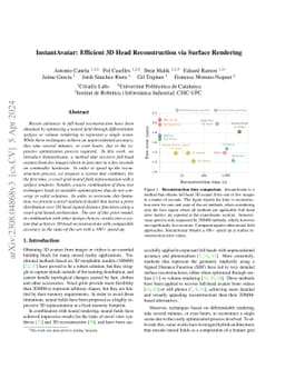 InstantAvatar: Efficient 3D Head Reconstruction via Surface Rendering