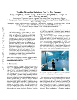 Tracking Players in a Badminton Court by Two Cameras
