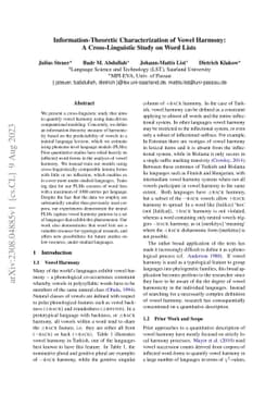 Information-Theoretic Characterization of Vowel Harmony: A
  Cross-Linguistic Study on Word Lists