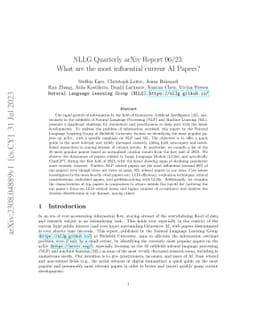 NLLG Quarterly arXiv Report 06/23: What are the most influential current
  AI Papers?