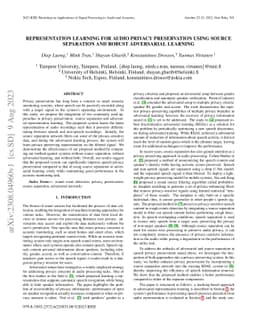 Representation Learning for Audio Privacy Preservation using Source
  Separation and Robust Adversarial Learning