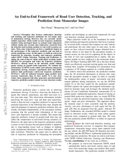 An End-to-End Framework of Road User Detection, Tracking, and Prediction
  from Monocular Images