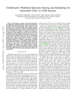 Collaborative Wideband Spectrum Sensing and Scheduling for Networked
  UAVs in UTM Systems