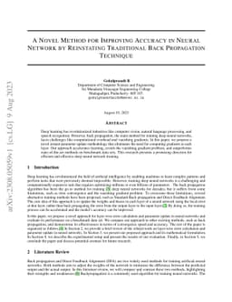 A Novel Method for improving accuracy in neural network by reinstating
  traditional back propagation technique