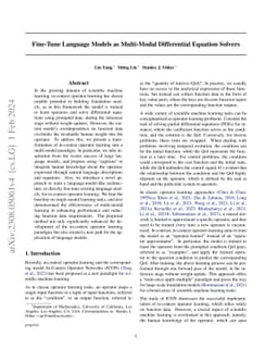 Fine-Tune Language Models as Multi-Modal Differential Equation Solvers