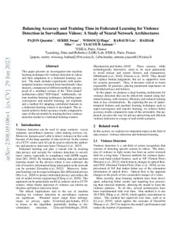 Balancing Accuracy and Training Time in Federated Learning for Violence
  Detection in Surveillance Videos: A Study of Neural Network Architectures