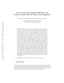 Are Sex-based Physiological Differences the Cause of Gender Bias for
  Chest X-ray Diagnosis?
