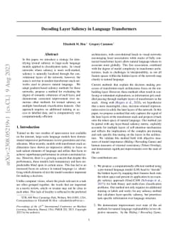 Decoding Layer Saliency in Language Transformers